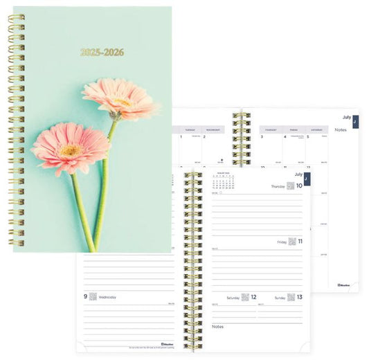 Academic Weekly Planner Blue Flowers, 2025-2026