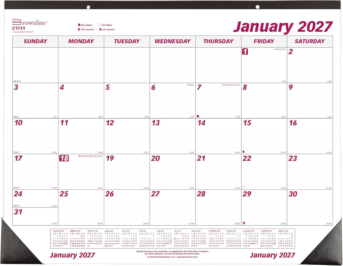 Calendar Desk Pad 2027 Monthly