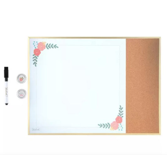 Marker Board Combo 17" x 23" Flower [Dry Erase & Cork Board]