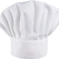 Chef Cap Hat White Fabric w/elastic