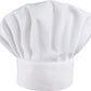 Chef Cap Hat White Fabric w/elastic