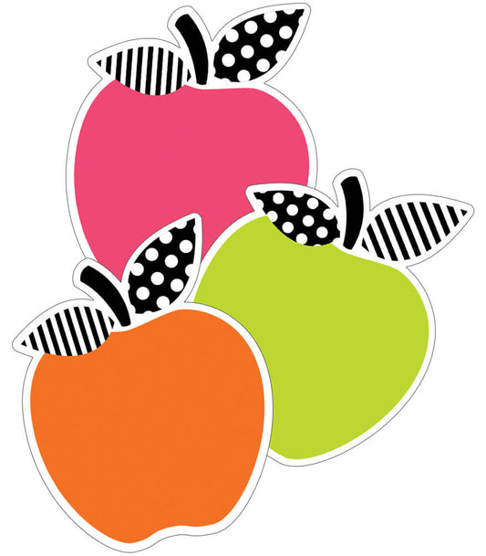 Black, White & Stylish Brights Apples Cutouts [pk-36]