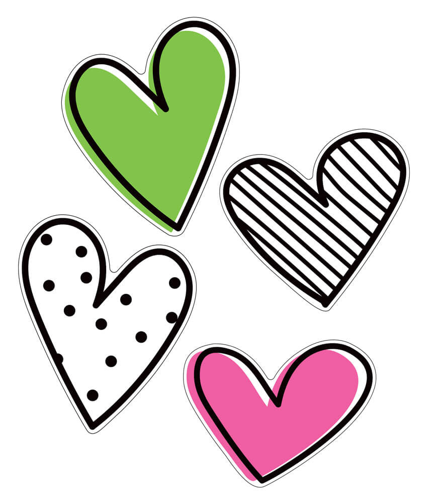 Jumbo Doodle Hearts Extra Large Cutouts [PK-12]