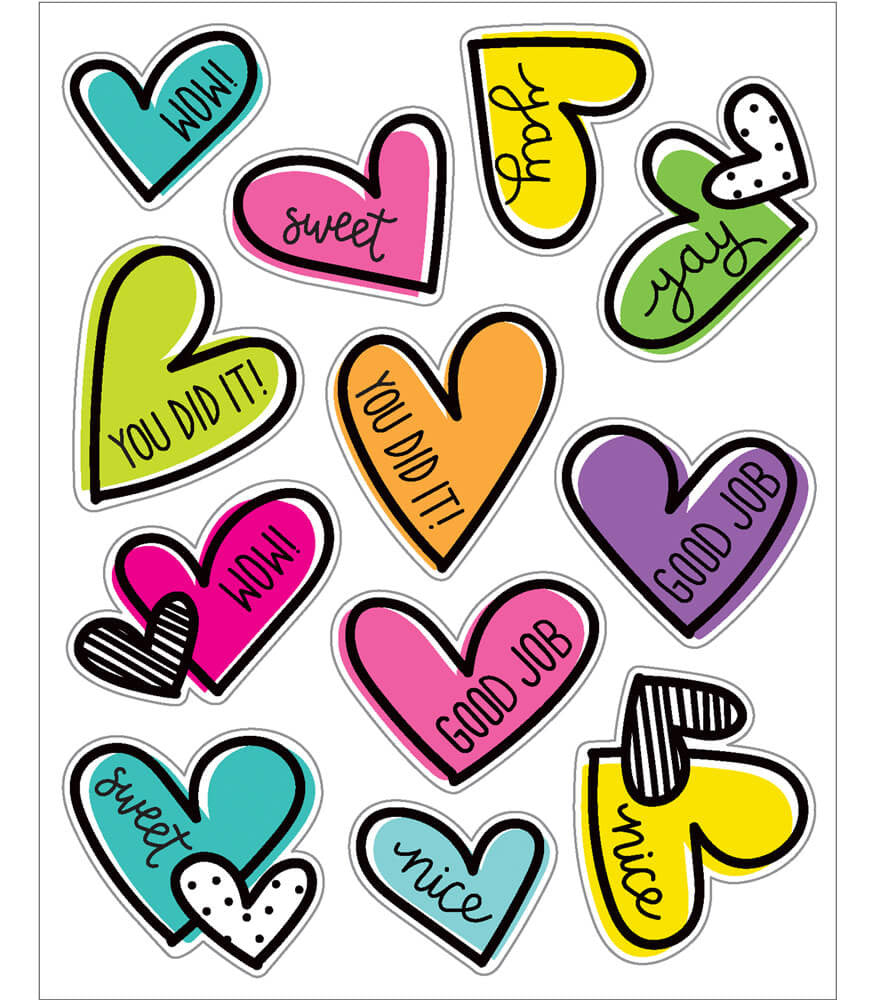 Doodle Hearts Motivational Stickers [pk-72]