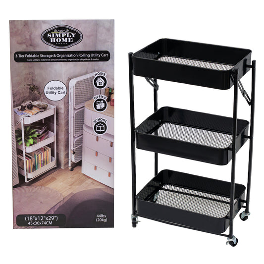 3-Tier Rolling Cart Black