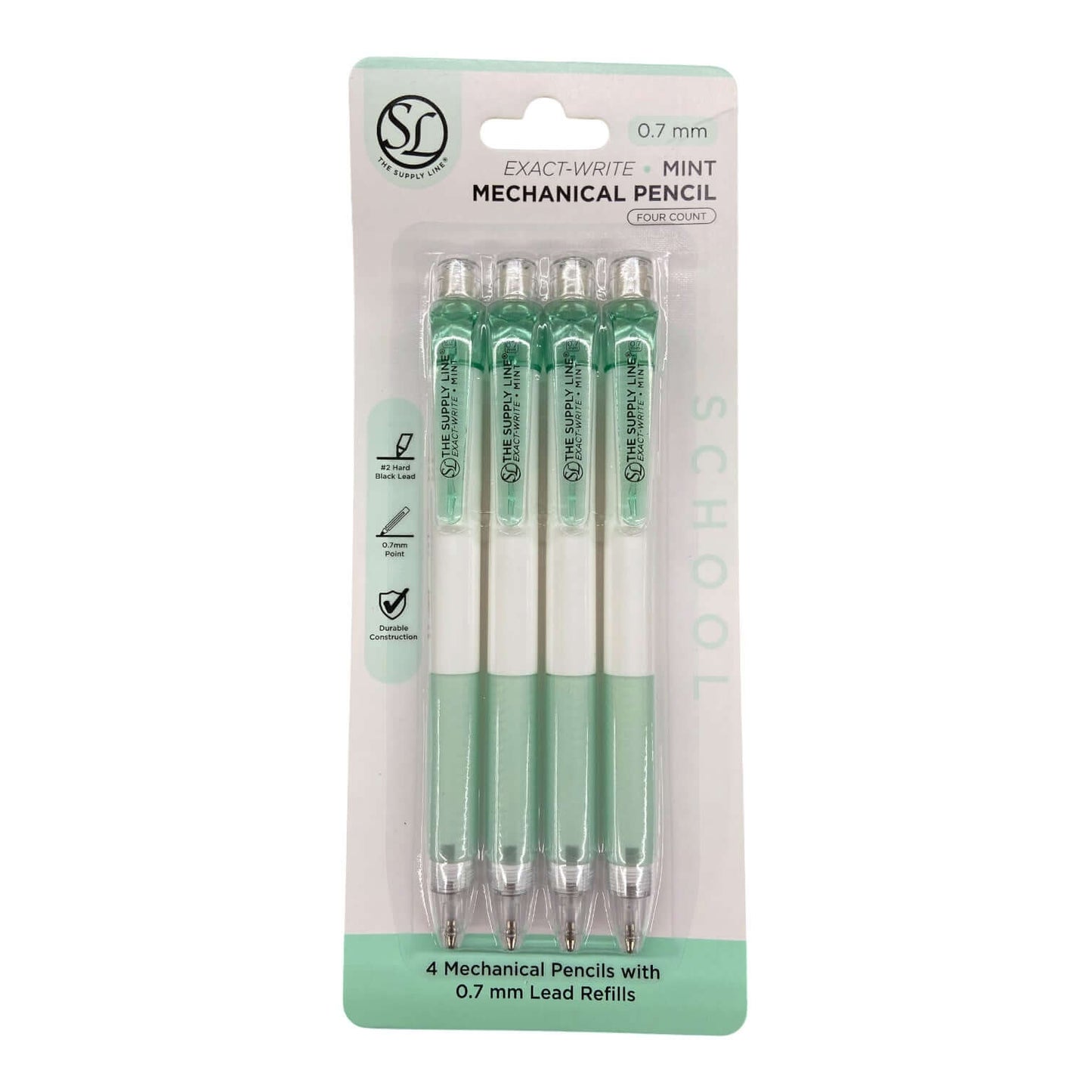 Mech. Pencils Mint 0.7mm [pk-4]
