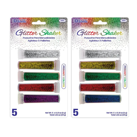 5 Primary Color Glitter Shaker