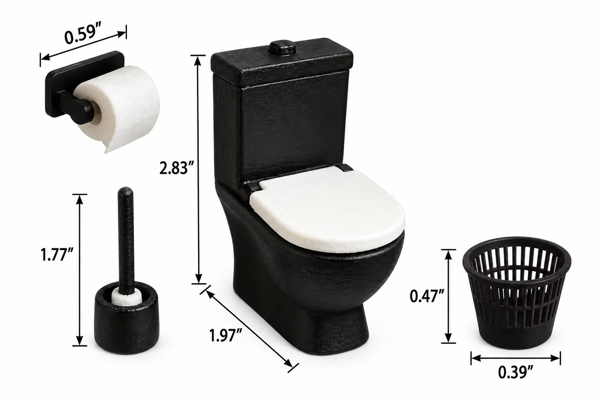 Miniature Black Toilet set