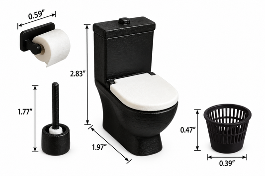 Miniature Black Toilet set