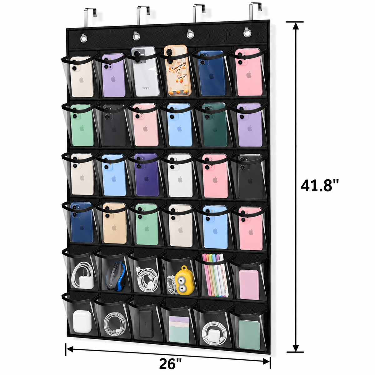 36 Pocket Chart Organizer Black