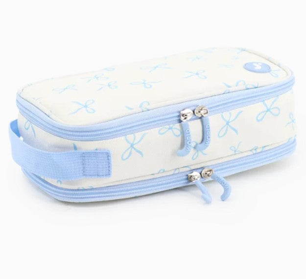Pencil Case Doodle Blue Bows