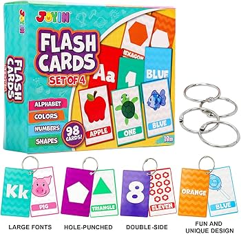 Flash Cards Assorted Set with rings 98pcs