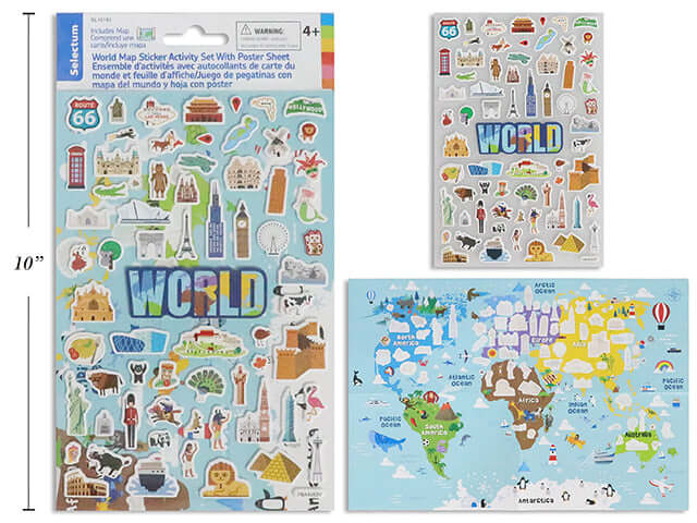 File Sticker Map Drawing Stickers World Map-Activity Set with Poster Sheet – Humacao School Supply
