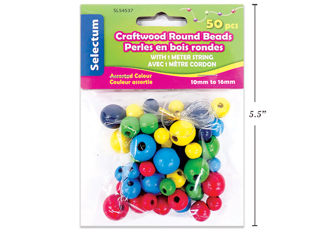 Round Wood Beads [pk-50]