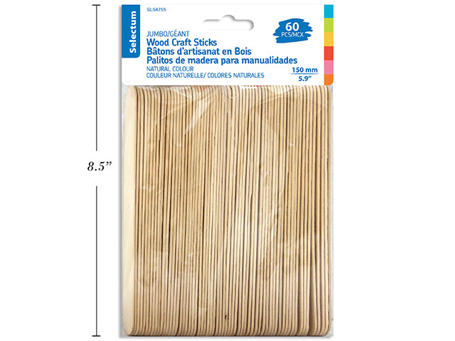 Jumbo Wood Craft Sticks [pk-60]