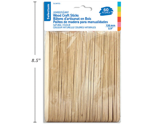 Jumbo Wood Craft Sticks [pk-60]