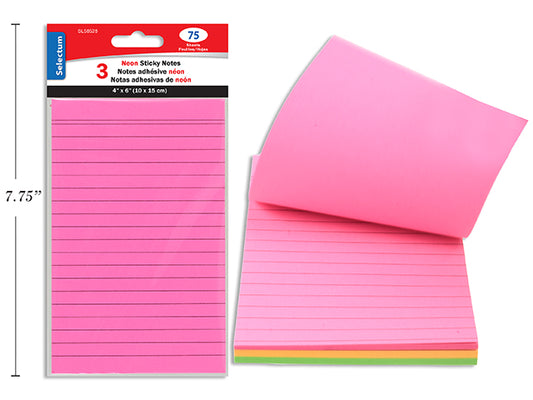 Sticky Notes 4" x 6" Neon
