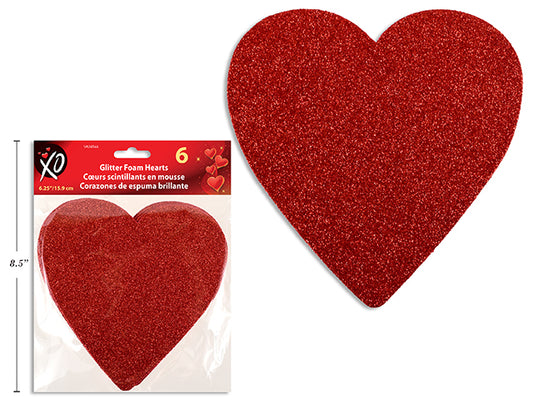 Glitter Foam Hearts [pk-6]
