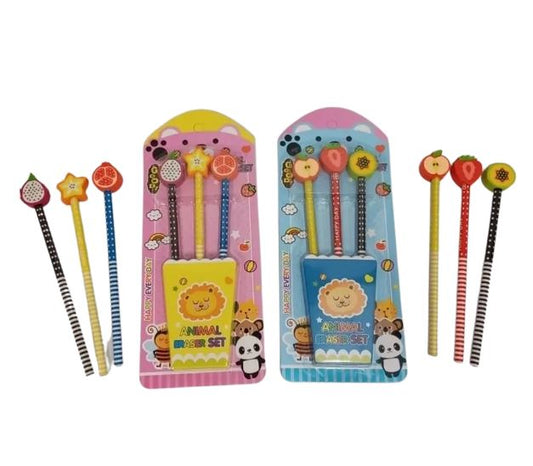 Pencil w/Fruit Eraser  [pk-3]