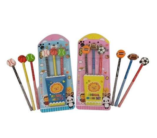 Pencil w/Sports Eraser [pk-3]