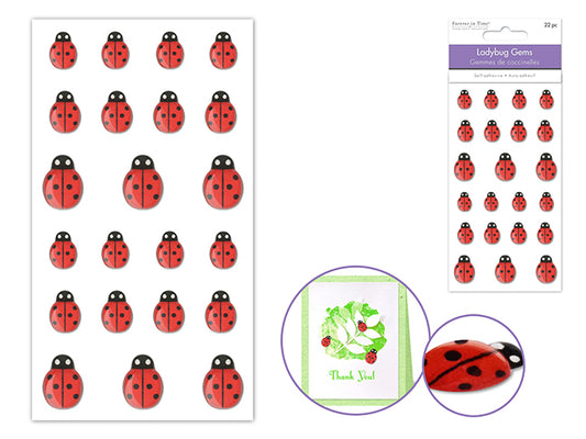 Self-sticking Ladybug Gems