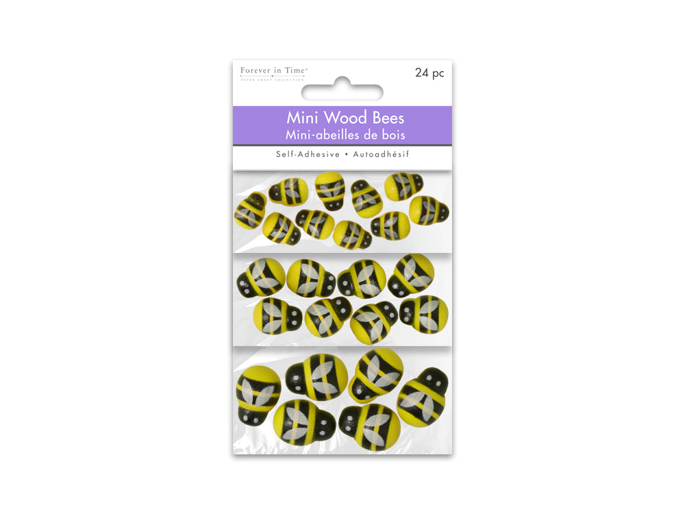 Bees Mini Wood Yellow [Self-Adhesive]