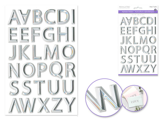 Stickers Alpha White w/Silver Foil