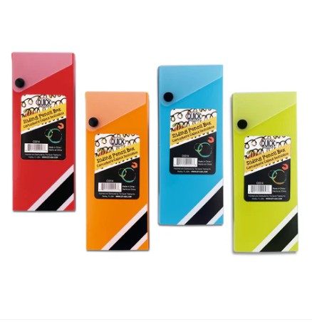 Pencil Case Slider Open, Plastic, Assorted Colors