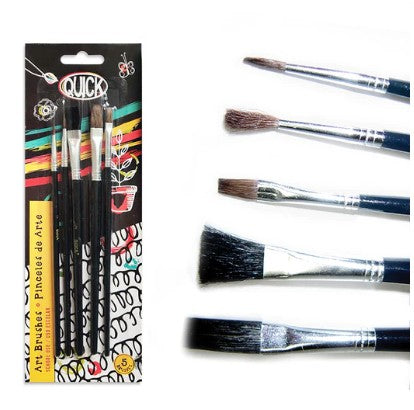 Art Brush Wooden Black [pk-5]