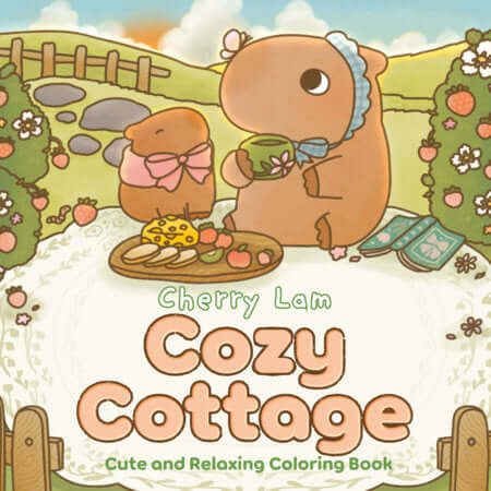 Coloring Cozy Cottage coloring book featuring cute characters and a relaxing scene.