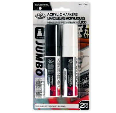 Acrylic Markers Black/White 15mm [pk-2]