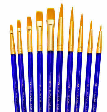 Gold Taklon 10pc Round/Shader Acrylic Brush Value Pack