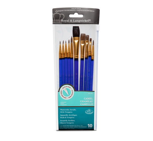 Camel Hair 10pc Variety Watercolor Brush Value Pack