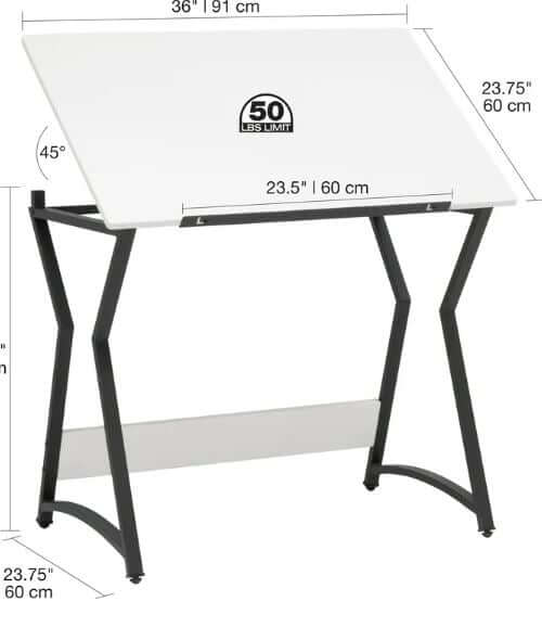 Drawing Table Charcoal-White