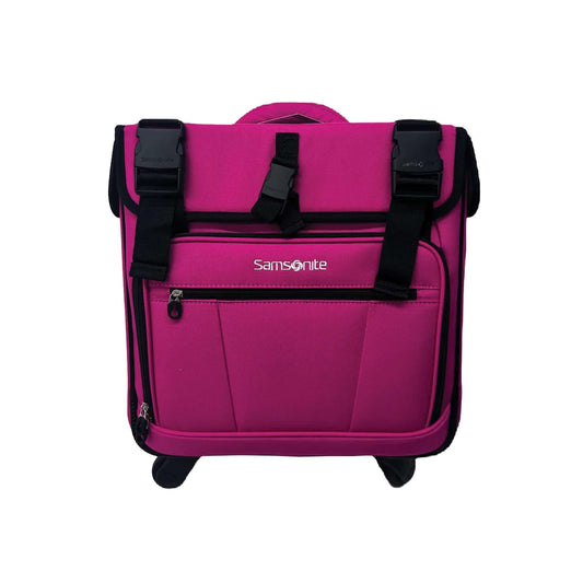 bulto de carrito rosa samsonite con cartuchera y lonchera