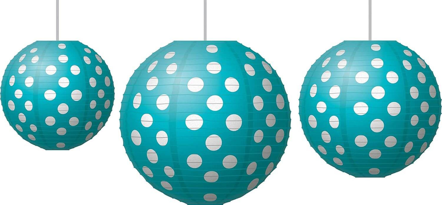 Paper Lanterns Teal Polka Dots