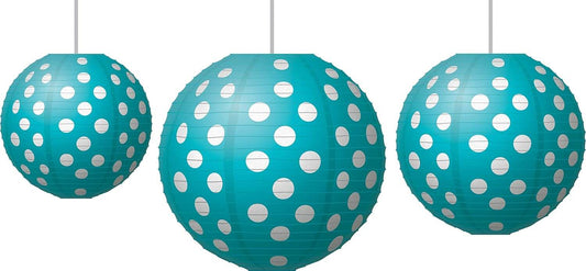Paper Lanterns Teal Polka Dots