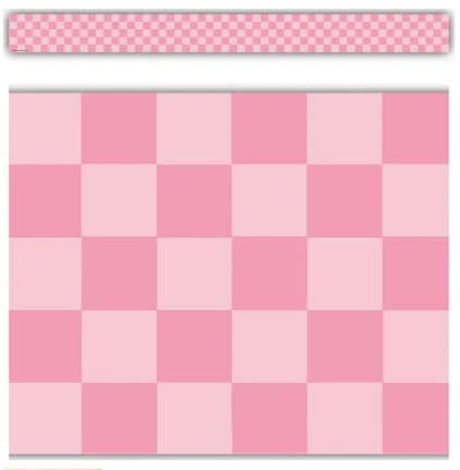 Border Pink Checkers Straight Border Trim