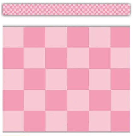 Border Pink Checkers Straight Border Trim
