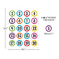 Stickers Numbers Polka Dots