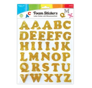 Foam Letter Sticker Gold-Rhinestone