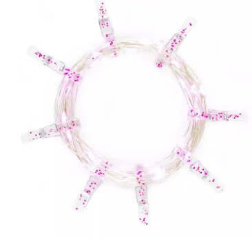 36 LED Pink Glitter Photo Clip String Light- Battery Operated