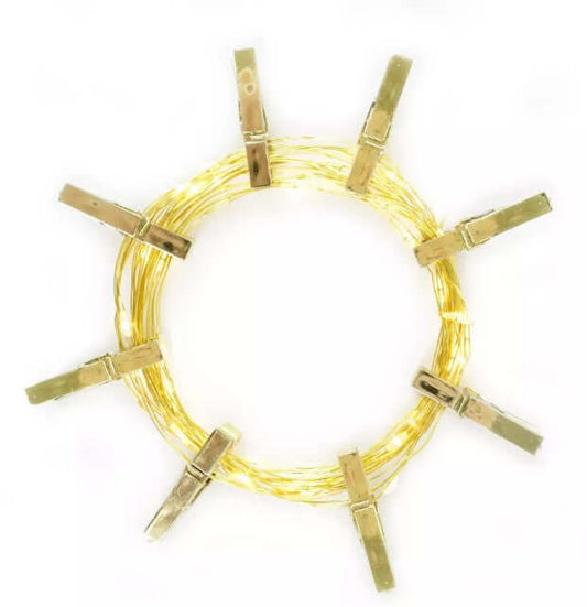 36 LED Gold Photo Clip String Light- Battery Operated