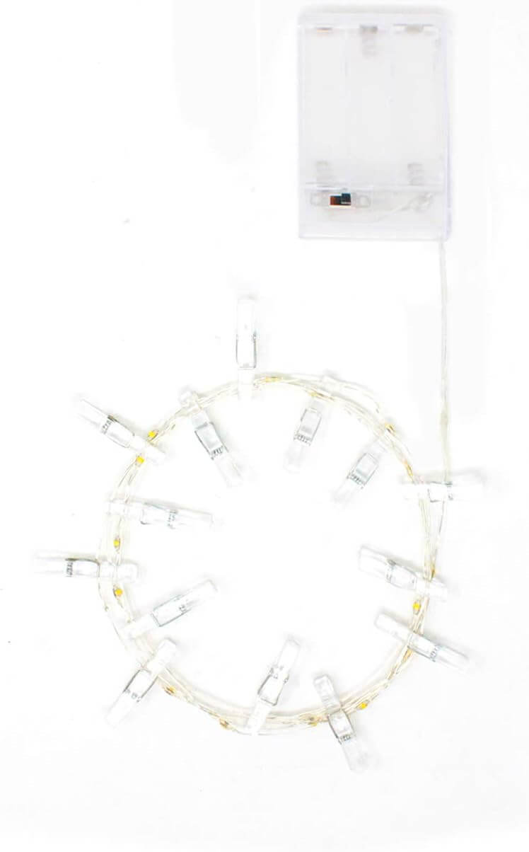 5 LED Mini Photo Clip Battery Operated Silver Copper Fairy Lights - Warm White