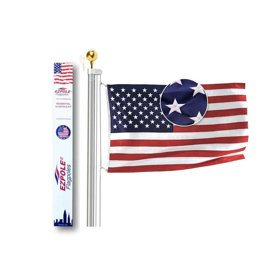 20' Flag Pole Kit with 3'x5' USA flag