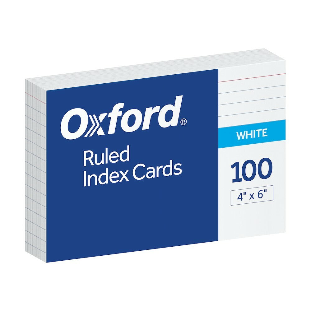 Ruled Index Cards, 4" x 6", White [pk-100]