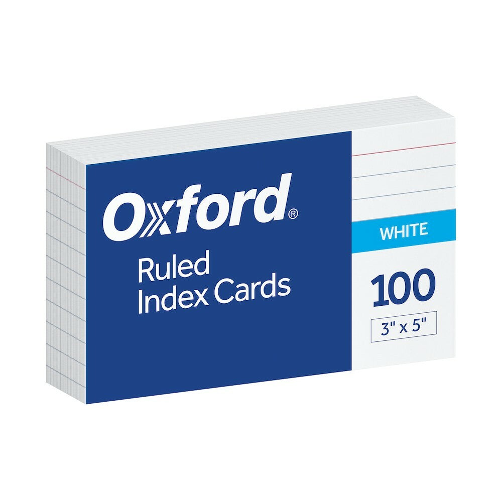 Ruled Index Cards, 3" X 5", White, 100 Per Pack