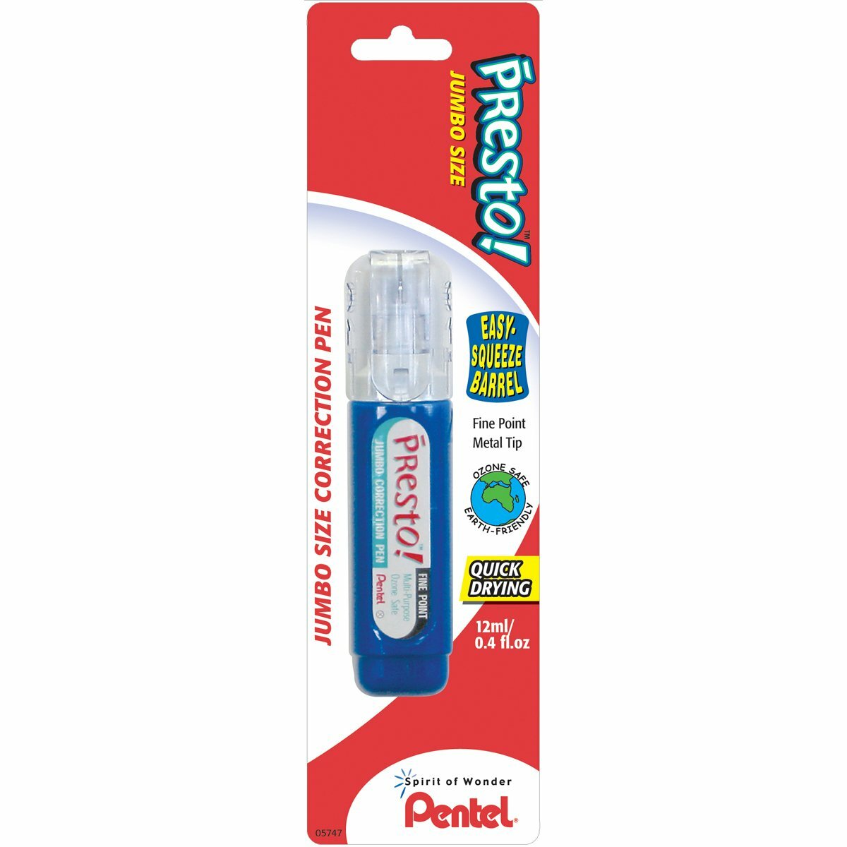 Presto Jumbo Correction Pen, Fine Point, Metal Tip, White