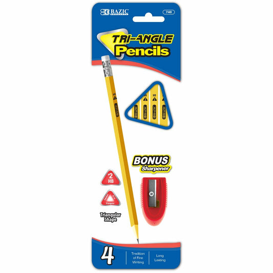 Pencil Triangle w/Sharpener [Pk-4]