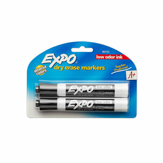Dry Erase Markers, Chisel Tip, Black [Pk-2]